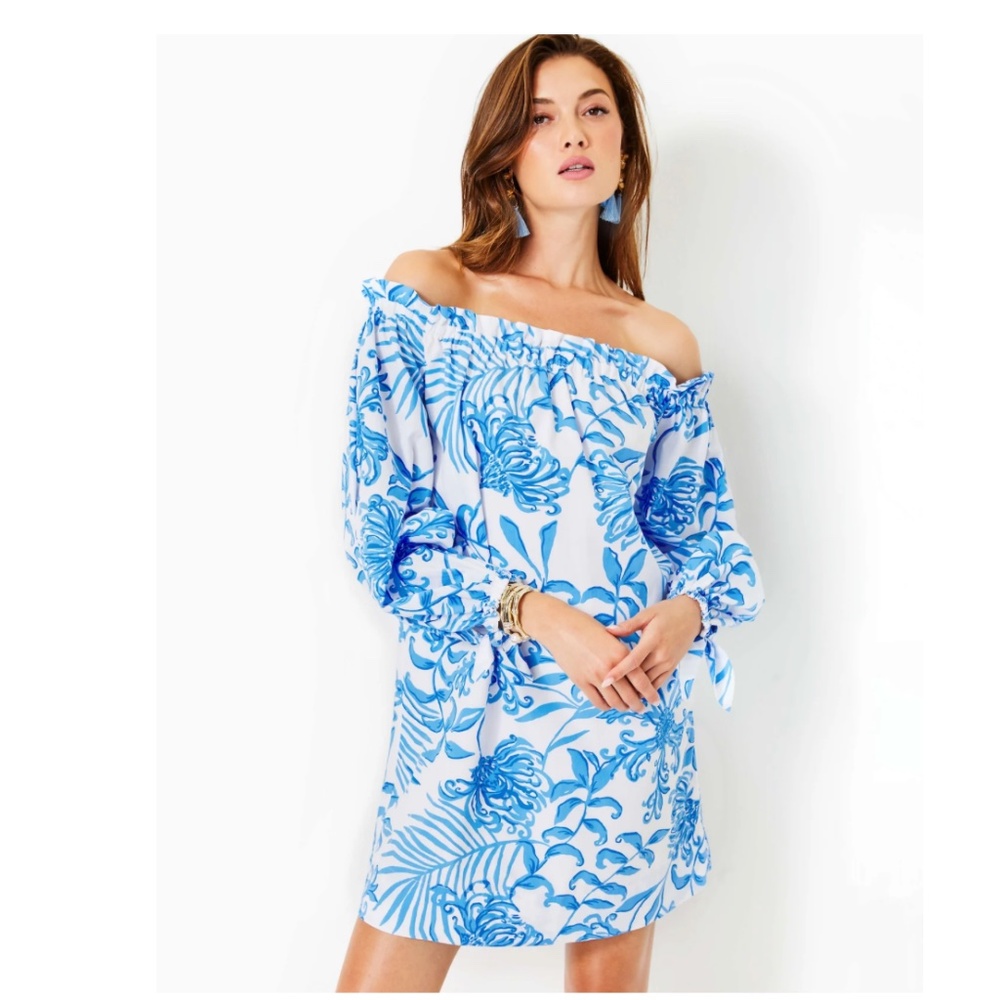Jamielynn Off-The-Shoulder Dress - Resort White Glisten In The Sun Size S NWT